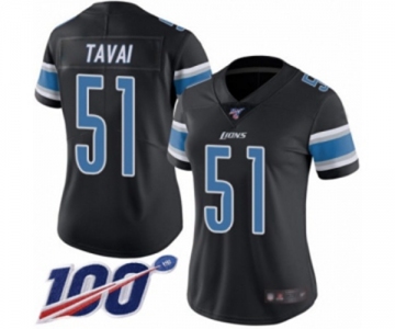 Women's Detroit Lions #51 Jahlani Tavai Limited Black Rush Vapor Untouchable 100th Season Football Jersey