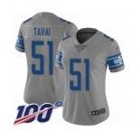 Women's Detroit Lions #51 Jahlani Tavai Limited Gray Inverted Legend 100th Season Football Jersey