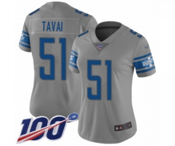 Women's Detroit Lions #51 Jahlani Tavai Limited Gray Inverted Legend 100th Season Football Jersey