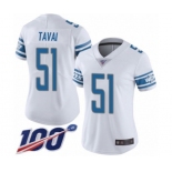 Women's Detroit Lions #51 Jahlani Tavai White Vapor Untouchable Limited Player 100th Season Football Jersey