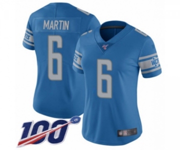 Women's Detroit Lions #6 Sam Martin Blue Team Color Vapor Untouchable Limited Player 100th Season Football Jersey