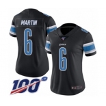 Women's Detroit Lions #6 Sam Martin Limited Black Rush Vapor Untouchable 100th Season Football Jersey