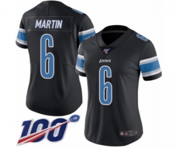 Women's Detroit Lions #6 Sam Martin Limited Black Rush Vapor Untouchable 100th Season Football Jersey