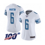 Women's Detroit Lions #6 Sam Martin White Vapor Untouchable Limited Player 100th Season Football Jersey