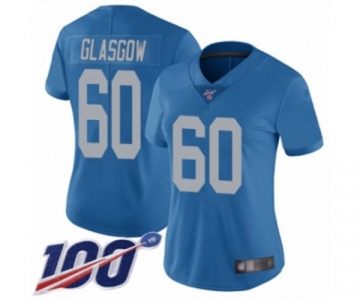 Women's Detroit Lions #60 Graham Glasgow Blue Alternate Vapor Untouchable Limited Player 100th Season Football Jersey