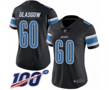 Women's Detroit Lions #60 Graham Glasgow Limited Black Rush Vapor Untouchable 100th Season Football Jersey