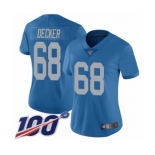 Women's Detroit Lions #68 Taylor Decker Blue Alternate Vapor Untouchable Limited Player 100th Season Football Jersey