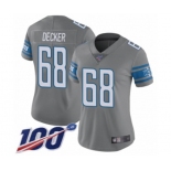 Women's Detroit Lions #68 Taylor Decker Limited Steel Rush Vapor Untouchable 100th Season Football Jersey