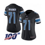 Women's Detroit Lions #71 Ricky Wagner Limited Black Rush Vapor Untouchable 100th Season Football Jersey