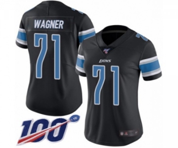 Women's Detroit Lions #71 Ricky Wagner Limited Black Rush Vapor Untouchable 100th Season Football Jersey