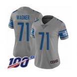 Women's Detroit Lions #71 Ricky Wagner Limited Gray Inverted Legend 100th Season Football Jersey