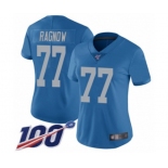 Women's Detroit Lions #77 Frank Ragnow Blue Alternate Vapor Untouchable Limited Player 100th Season Football Jersey