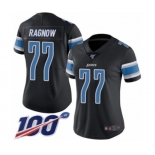 Women's Detroit Lions #77 Frank Ragnow Limited Black Rush Vapor Untouchable 100th Season Football Jersey