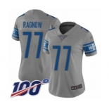 Women's Detroit Lions #77 Frank Ragnow Limited Gray Inverted Legend 100th Season Football Jersey