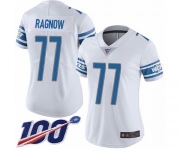 Women's Detroit Lions #77 Frank Ragnow White Vapor Untouchable Limited Player 100th Season Football Jersey