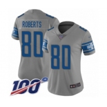 Women's Detroit Lions #80 Michael Roberts Limited Gray Inverted Legend 100th Season Football Jersey