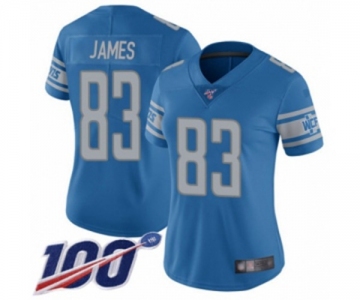 Women's Detroit Lions #83 Jesse James Blue Team Color Vapor Untouchable Limited Player 100th Season Football Jersey