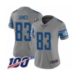 Women's Detroit Lions #83 Jesse James Limited Gray Inverted Legend 100th Season Football Jersey