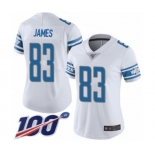 Women's Detroit Lions #83 Jesse James White Vapor Untouchable Limited Player 100th Season Football Jersey