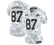 Women's Detroit Lions #87 Sam LaPorta 2024 F.U.S.E Arctic Camo Salute To Service Limited Stitched Jersey