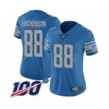 Women's Detroit Lions #88 T.J. Hockenson Blue Team Color Vapor Untouchable Limited Player 100th Season Football Jersey