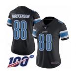 Women's Detroit Lions #88 T.J. Hockenson Limited Black Rush Vapor Untouchable 100th Season Football Jersey