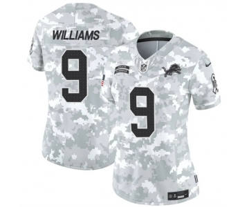 Women's Detroit Lions #9 Jameson Williams 2024 F.U.S.E Arctic Camo Salute To Service Limited Stitched Jersey