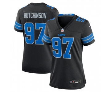 Women's Detroit Lions #97 Aidan Hutchinson Black 2nd Alternate Stitched Jersey