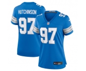 Women's Detroit Lions #97 Aidan Hutchinson Blue Stitched Jersey