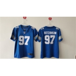 Women's Detroit Lions #97 Aidan Hutchinson Blue Vapor Football Stitched Jersey