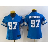 Women's Detroit Lions #97 Aidan Hutchinson Limited Blue 2024 FUSE Vapor Jersey