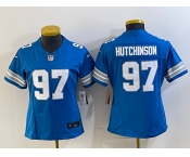 Women's Detroit Lions #97 Aidan Hutchinson Limited Blue 2024 FUSE Vapor Jersey