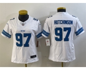 Women's Detroit Lions #97 Aidan Hutchinson White 2024 F.U.S.E. Vapor Limited Football Stitched Jersey