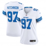 Women's Detroit Lions #97 Aidan Hutchinson White Stitched Jersey