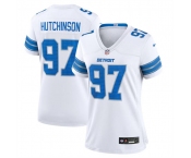 Women's Detroit Lions #97 Aidan Hutchinson White Stitched Jersey