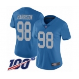 Women's Detroit Lions #98 Damon Harrison Blue Alternate Vapor Untouchable Limited Player 100th Season Football Jersey