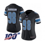 Women's Detroit Lions #98 Damon Harrison Limited Black Rush Vapor Untouchable 100th Season Football Jersey