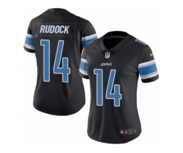 Women's Nike Detroit Lions #14 Jake Rudock Limited Black Rush NFL Jersey