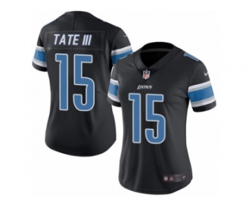 Women's Nike Detroit Lions #15 Golden Tate III Limited Black Rush NFL Jersey