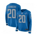 Women's Nike Detroit Lions #20 Barry Sanders Limited Blue Therma Long Sleeve NFL Jersey