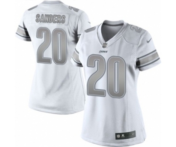 Women's Nike Detroit Lions #20 Barry Sanders Limited White Platinum NFL Jersey