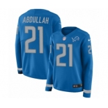 Women's Nike Detroit Lions #21 Ameer Abdullah Limited Blue Therma Long Sleeve NFL Jersey