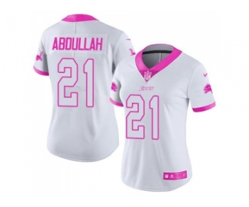 Women's Nike Detroit Lions #21 Ameer Abdullah White PinkStitched NFL Limited Rush Fashion Jersey