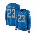 Women's Nike Detroit Lions #23 Darius Slay Limited Blue Therma Long Sleeve NFL Jersey