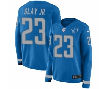 Women's Nike Detroit Lions #23 Darius Slay Limited Blue Therma Long Sleeve NFL Jersey