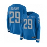 Women's Nike Detroit Lions #29 LeGarrette Blount Limited Blue Therma Long Sleeve NFL Jersey