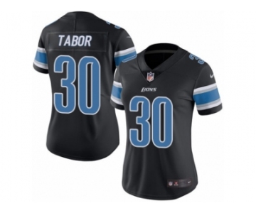 Women's Nike Detroit Lions #30 Teez Tabor Limited Black Rush NFL Jersey