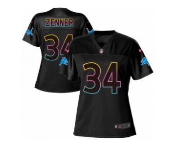 Women's Nike Detroit Lions #34 Zach Zenner Game Black Fashion NFL Jersey