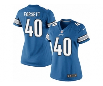 Women's Nike Detroit Lions #40 Justin Forsett Limited Light Blue Team Color NFL Jersey