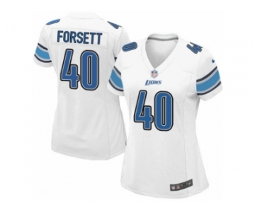 Women's Nike Detroit Lions #40 Justin Forsett Limited White NFL Jersey